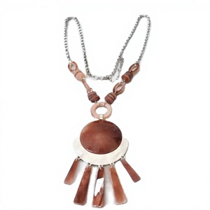 Newly Geometric <b>Statement</b> <b>Necklace</b> Stylish With Agate Resin Pendant Bohemian Design Snake Chain Women's Party Jewelry for Woman - Product Image 1