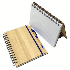 Wholesale Custom A5 Spiral Bamboo <b>Notebook</b> Saddle Stitching Sewing Eco-Friendly Leather Cover Corporate Gifts for Business - Product Image 2