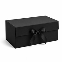 Boîte cadeau rigide personnalisée noire mate B4 avec fermeture magnétique, ruban satiné et nœud, vente en gros, directement de l'usine, pour chaussettes de détail