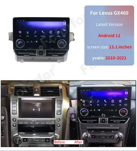 Pemutar DVD Stereo Video mobil layar sentuh, Android 12 12.5 inci, sistem Multimedia Radio Carplay untuk Lexus GX400 GX460 2010-2021