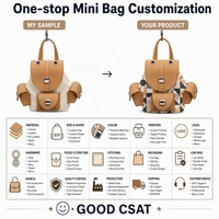 Gantungan Tas Mini Backpack Model Snap Button dengan Penutup Kulit, Carabiner, Klip Pinggang, Gantungan Kunci, Multi Kantong, Gaya Vintage, Custom