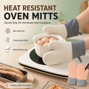 Gants en silicone épais à double couche, résistants à la chaleur, isolants, pour four à micro-ondes, cuisson, avec deux doigts libres, compatibles lave-vaisselle - Product Image 2