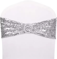 Bling chaise ceinture fournitures de fête de mariage décoration noir rouge satin ceintures arc bandes Polyester spandex sequin chaise ceintures