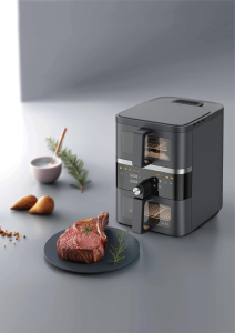 Friteuse à <span class=keywords><strong>air</strong></span> double compartiment 10L ETL/CE/CB 1800W avec contrôle indépendant de la température et de la minuterie ETL/CE/CB, écologique - Product Image 2