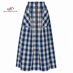 Brown Checkered <strong>Wool</strong> Pleated <strong>Skirt</strong> for Ladies Vintage Style Long Plain <strong>Skirt</strong> High-end Custom OEM Service - Product Image 5