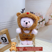 Pendentif en peluche ours en peluche mignon de Noël, mini-ours avec bonnet tricoté, écharpe, pull à bonbons et jean en denim