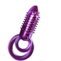 Batteriebetriebener vibrierender Doppelring zur Verzögerung der Ejakulation mit Klitorisstimulator Bullet Cockring Sexspielzeug für Männer und Frauen