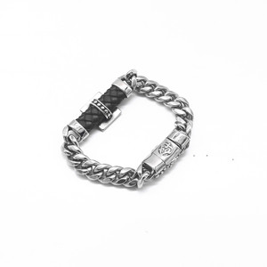 yunnique Men's Punk Skull <b>Bracelet</b> Tibetan Silver Chain <b>Leather</b> Cord Magnetic Clasp Design - Product Image 3