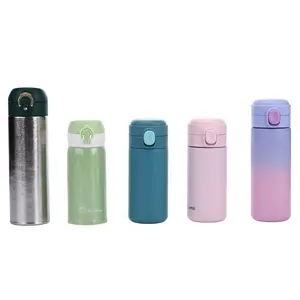 Drink Bottle Water Stainless Steel Double Wall Flip Lid Thermos Kids Drinking Water Bottle Vacuum Coffee Tumbler With Jump Bounce Lid
