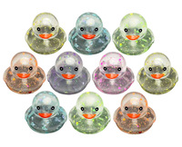 Canard en caoutchouc flottant personnalisé avec paillettes transparentes de 2 pouces, jouet de bain sonore et sûr, avec couleur et logo personnalisés