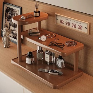 Cosmetic <b>Shelf</b> Solid Wood 2 Tier <b>Desktop</b> Organizer For Makeup Skincare Storage - Product Image 2
