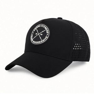 Wholesale Custom Unstructured 5 Panel <b>Frame</b> Baseball Cap Laser Cut Hole Rubber PVC Logo Common Adjustable Professional OEM - Product Image 1