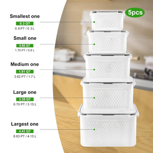 Airtight Food <b>Storage</b> <b>Container</b> Removable Divided Compartments Clear Plastic Travel Fridge Organizer <b>Kitchen</b> Fruit Snacks - Product Image 2