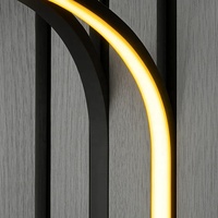 Bande lumineuse LED néon flexible en silicone noir, intelligente, Bluetooth, à intensité variable, 24 V CC, pour la décoration de murs acoustiques à lattes intérieurs