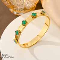 Vente en gros d'usine, bracelet en acier inoxydable à quatre feuilles, plaqué or, diamant, étanche, fleur dorée, bijoux de luxe pour femmes