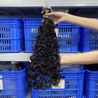Extensions de cheveux humains vierges vietnamiens Remy non traités, micro-boucles invisibles 1B #   Ligne de pêche micro-anneaux bouclée à double trame pour machine