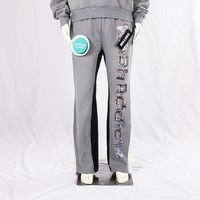 Pantalon de survêtement décontracté pour hommes en coton de haute qualité patchwork évasé à jambes larges