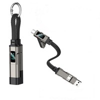 Nuevo Cable de Carga 4 en 1 con Llavero, Ecológico, de Nailon, USB-C a USB-A, Carga Rápida de 65W para iOS y Android, 4 Colores