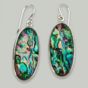 Pendientes Colgantes de Plata de Ley 925 con Concha de Abulón, Estilo Bohemio, Hechos a Mano, con Piedra Ovalada de Paua Azul Natural, para Mujer - Product Image 1
