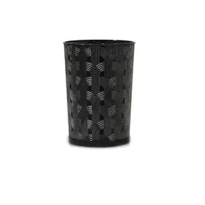Kabartmalı ev dekor siyah 8L çöp kutusu 2 galon metal veya plastik daimi açık üst çöp tenekesi ev banyo dekorasyonu için