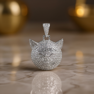 Ciondolo Jackalco in Oro Bianco con Diamante Naturale Taglio Brillante Rotondo Colore D, Lusso Unisex per Uso Quotidiano - Product Image 2