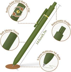 6 pezzi in oro <span class=keywords><strong>Vintage</strong></span> <span class=keywords><strong>penne</strong></span> Gel 0.5mm colorate con inchiostro colorato per il Journaling Note prendendo plastica liscia per ufficio - Product Image 3