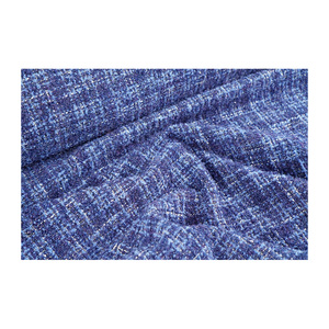 Tela Tweed de Primera Calidad Hecha en Corea, Color Azul-Negro-Plateado, Textura Bouclé Trenzada, Tela Textil Tejida Personalizada OEM y ODM - Product Image 3