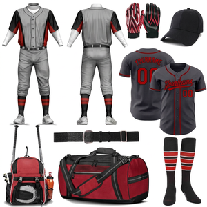 Polyester Made Baseball & Softball Uniform <b>Sets</b> Full Package Sports Wear Plus Size with Bag <b>Glove</b> Cap Belt <b>and</b> Socks - Product Image 1