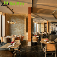 Ensemble de salle à manger moderne et traditionnel en bois massif (chêne/bois de cerisier) pour hôtel et restaurant, 4 chaises et table, mobilier commercial complet