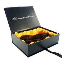 Caja de peluca magnética de caja negra satinada de cartón personalizada