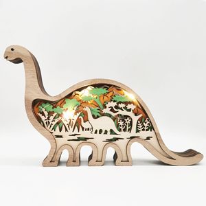 Uionen Hand Carved Forest Animal Wooden Craft Dinosaur Figurine Home Office Desktop Decorative <b>Ornament</b> - Product Image 5