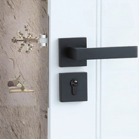 Serrures de porte en alliage d'aluminium noir massif HI-SAFE LOCKS WARE pour maison moderne, avec poignée tactile droite pour porte en bois - Vente en gros