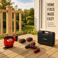 Kit combiné d'outils électriques rechargeables avec mini-scie circulaire, scie sauteuse, raboteuse, meuleuse d'angle et souffleur pour projets de modélisme