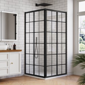 <span class=keywords><strong>Cabine</strong></span> <span class=keywords><strong>de</strong></span> <span class=keywords><strong>douche</strong></span> d'angle avec porte coulissante, cadre noir, verre trempé, vente en gros, taille personnalisée pour l'exportation - Product Image 1