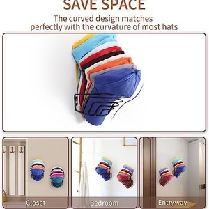 Porte-chapeaux mural et de porte pour casquettes de baseball, rangement mural pour chapeaux dans le placard - Product Image 4