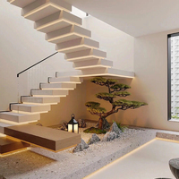 ECT 2023 Intérieur Design Moderne Bande de roulement en bois avec lumières Escalier flottant
