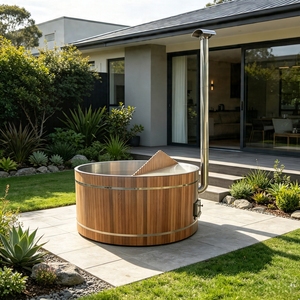 <span class=keywords><strong>Bañera</strong></span> de Hidromasaje Moderna de Leña, Fácil de Instalar, Hecha de Acero Inoxidable, Apta para Usar en Villas y Gimnasios - Product Image 2