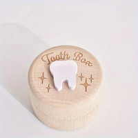 Boîte à dents de lait ronde en bois pour bébés et jeunes enfants (0-3 ans) – Cadeau de naissance/anniversaire