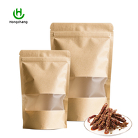 Custom Size Kraft Paper Zipper Bags with <strong>Clear</strong> Window Resealable Food Grade Packaging for Snacks Dried Meat & Nuts