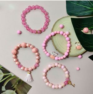 Chaîne de téléphone portable DIY style girly, perles roses, fabrication de bracelets - Product Image 4