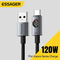 Câble de charge rapide USB-A vers Type-C ESSAGER ES-X89 avec écran LED tressé 20V 6A 120W pour téléphone portable Xiaomi Redmi