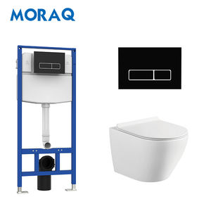 Ensemble <span class=keywords><strong>WC</strong></span> mural en céramique blanc pour salle de bain avec réservoir encastré - Product Image 1