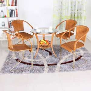 Chaises de bistro français tout temps style <span class=keywords><strong>vintage</strong></span> Ensemble <span class=keywords><strong>table</strong></span> et chaises de salle à manger en rotin tissé pour patio extérieur et jardin - Product Image 6