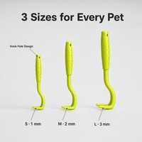 Kit de retrait des tiques durable, sûr et portable pour chiens et chats avec peigne anti-puces en plastique, 3 tailles de crochets et carte d'identification des tiques