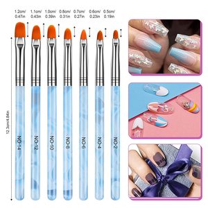 Kit de 19 pinceaux à ongles en acrylique bleu clair avec 5 stylos à points et brosse anti-poussière pour salon de manucure - Product Image 3