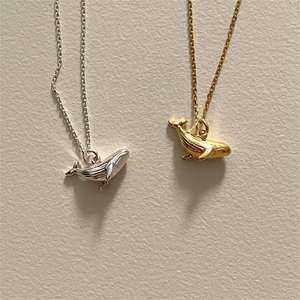 Collana a catena a spina di pesce in argento Sterling 925 alla moda collana di balena placcata in oro 18K - Product Image 2