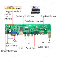Carte de pilote de contrôleur TV universel HDV56U-AS V2.1 avec câble LVDS TV/PC/VGA/USB