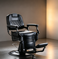 Chaise de barbier hydraulique réglable en hauteur, style rétro, avec surpiqûres en losanges, best-seller