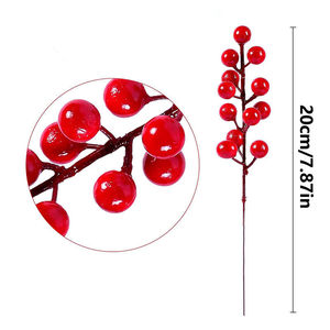 ผลไม้ประดิษฐ์สีแดง FUYUJI 24 ชิ้น กิ่งเบอร์รี่ตกแต่งภายในสำหรับคริสต์มาส ปีใหม่ และวันหยุด - Product Image 4