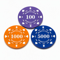 Keramik Poker Chips Sublimasi 10g Logo Kustom Grosir Massal Permainan Papan Profesional 39mm 43mm Set Tahan Lama Premium